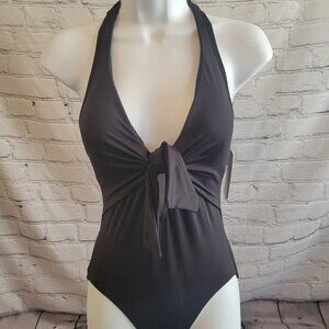 Vince Camuto Tie-Front Halter One-Piece